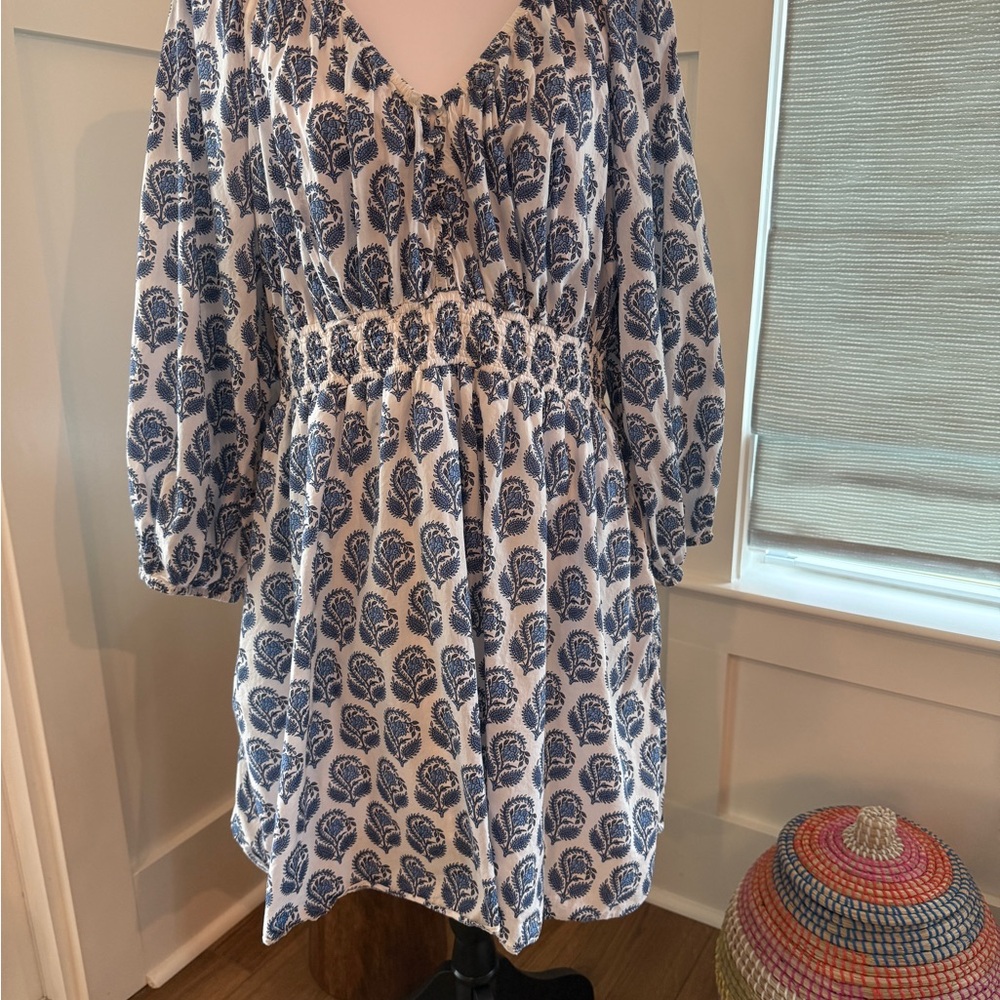 J. Crew V-Neck Mini Dress in Bouquet Block Print Size L - Picture 4 of 8